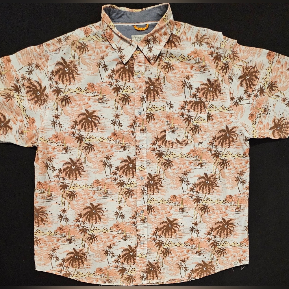 Free Planet‎ Vintage Mens Floral Hawaiian Shirt Size 3XL